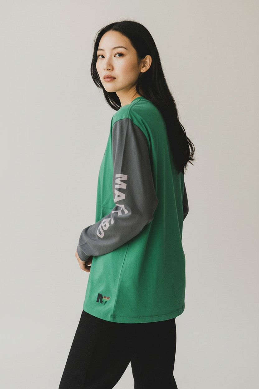 Malibu Long Sleeve Tee – Sage / Heather Grey