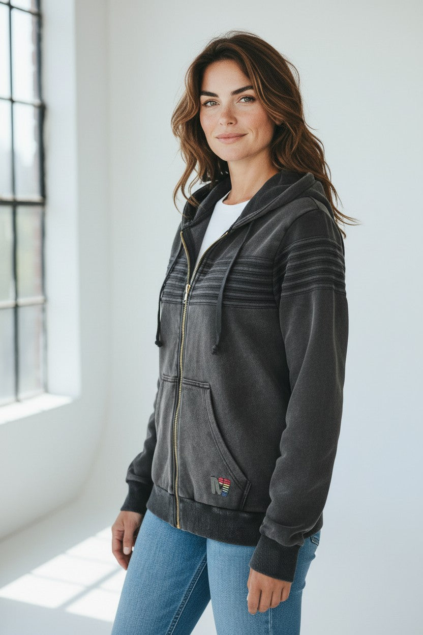 Rebel Yell Vintage Zip Hoodie Vintage Black