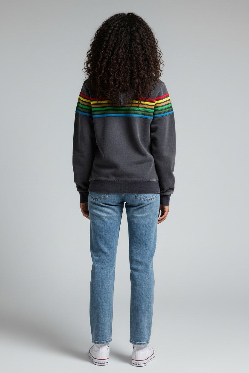 Rebel Yell Stripe Zip Hoodie Marine
