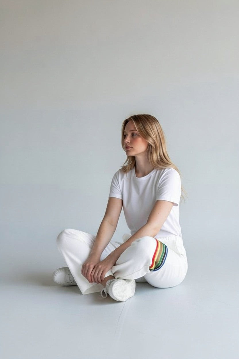 Rebel Yell Retro Chevron Jogger White