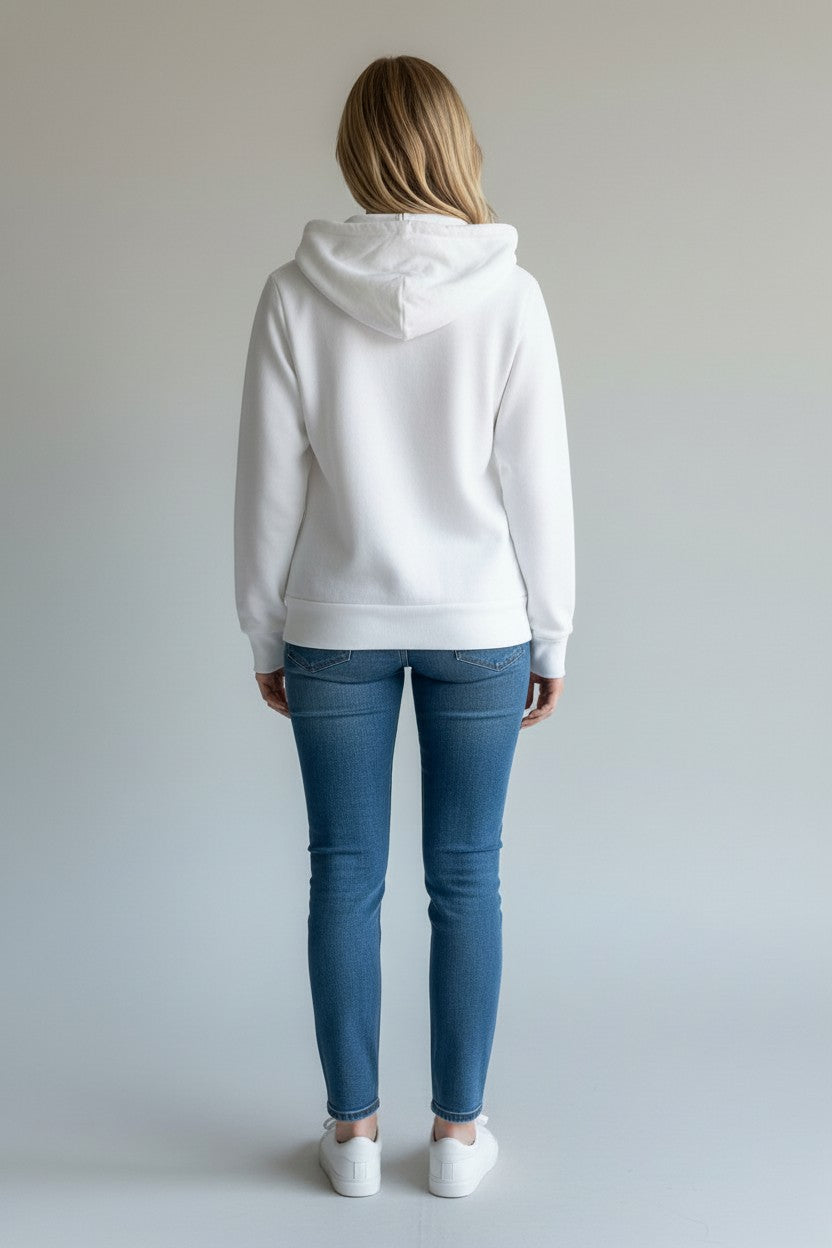 Rebel Yell Retro Stripe Zip Hoodie White